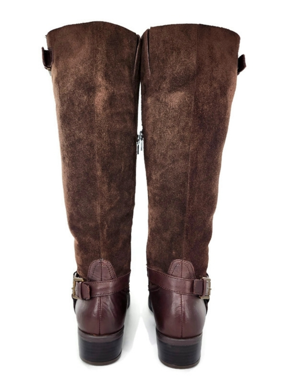 Lauren Ralph Lauren McLeod Brown Leather & Suede Harness Knee-High Riding Boots - Picture 12 of 15